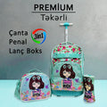 Premium Təkərli çanta dəsti "Jasmine Star" Çanta + Lanç Boks + Penal