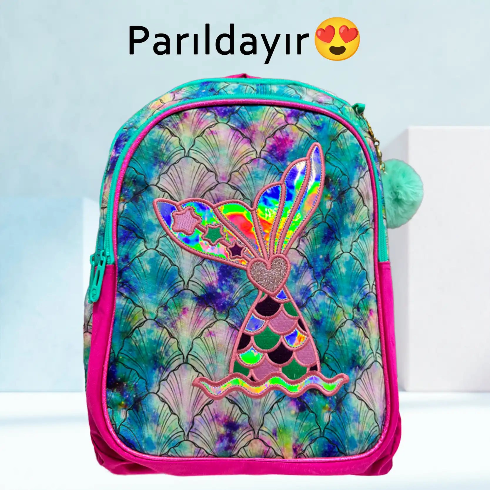 Premium Təkərli çanta dəsti "Jasmine Star Mermaid" Çanta + Lanç Boks + Penal