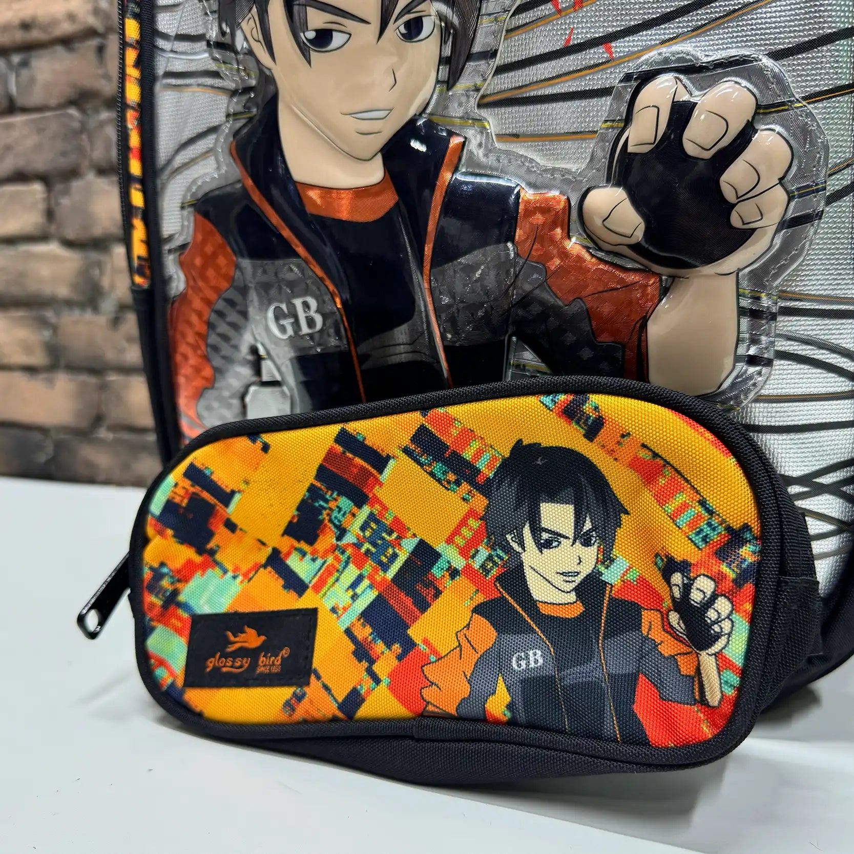 Məkətbli bel çantası dəsti "Glossy Bird Anime" Çanta + Penal