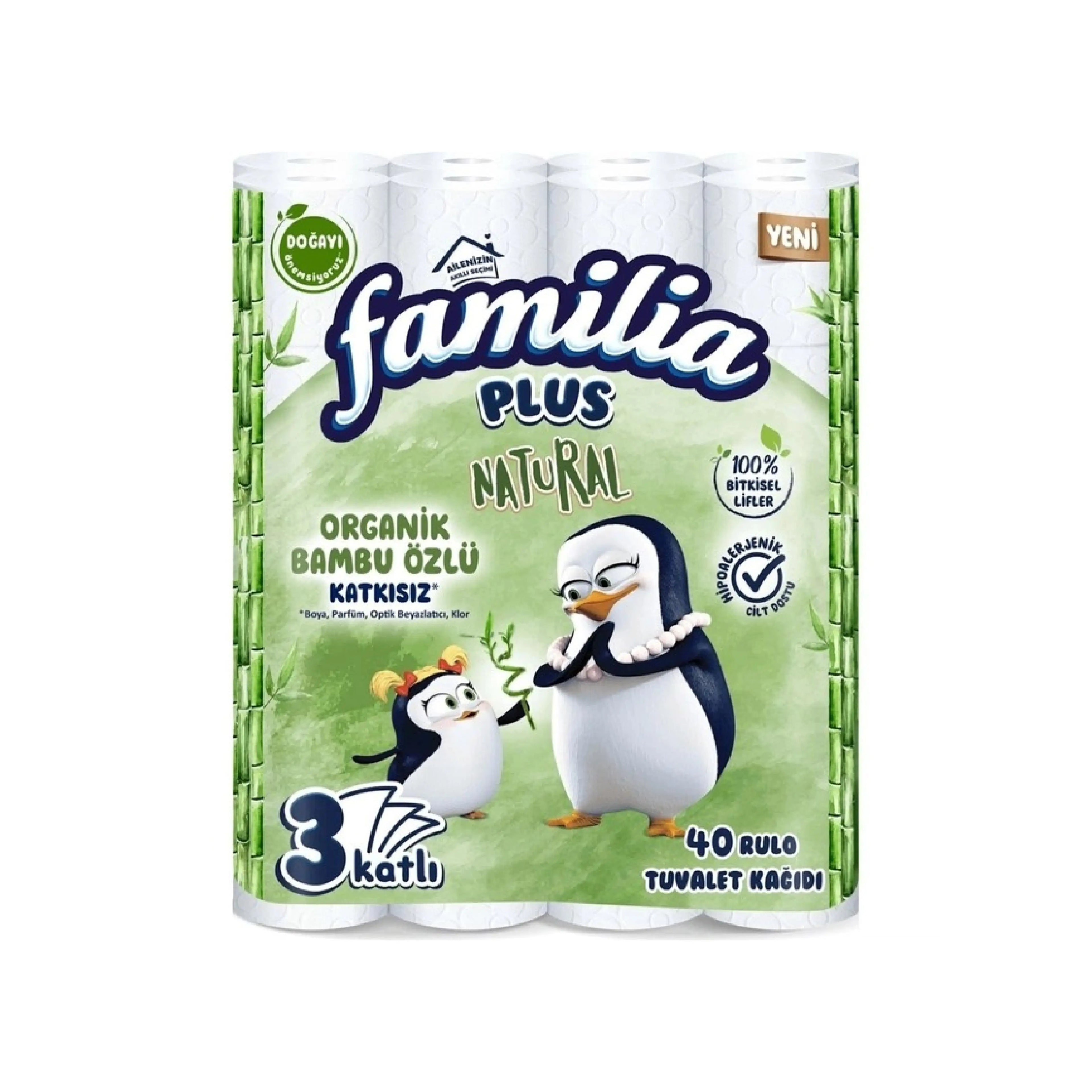 Туалетная бумага Familia Plus Natural, 3 слоя, 40 рулонов
