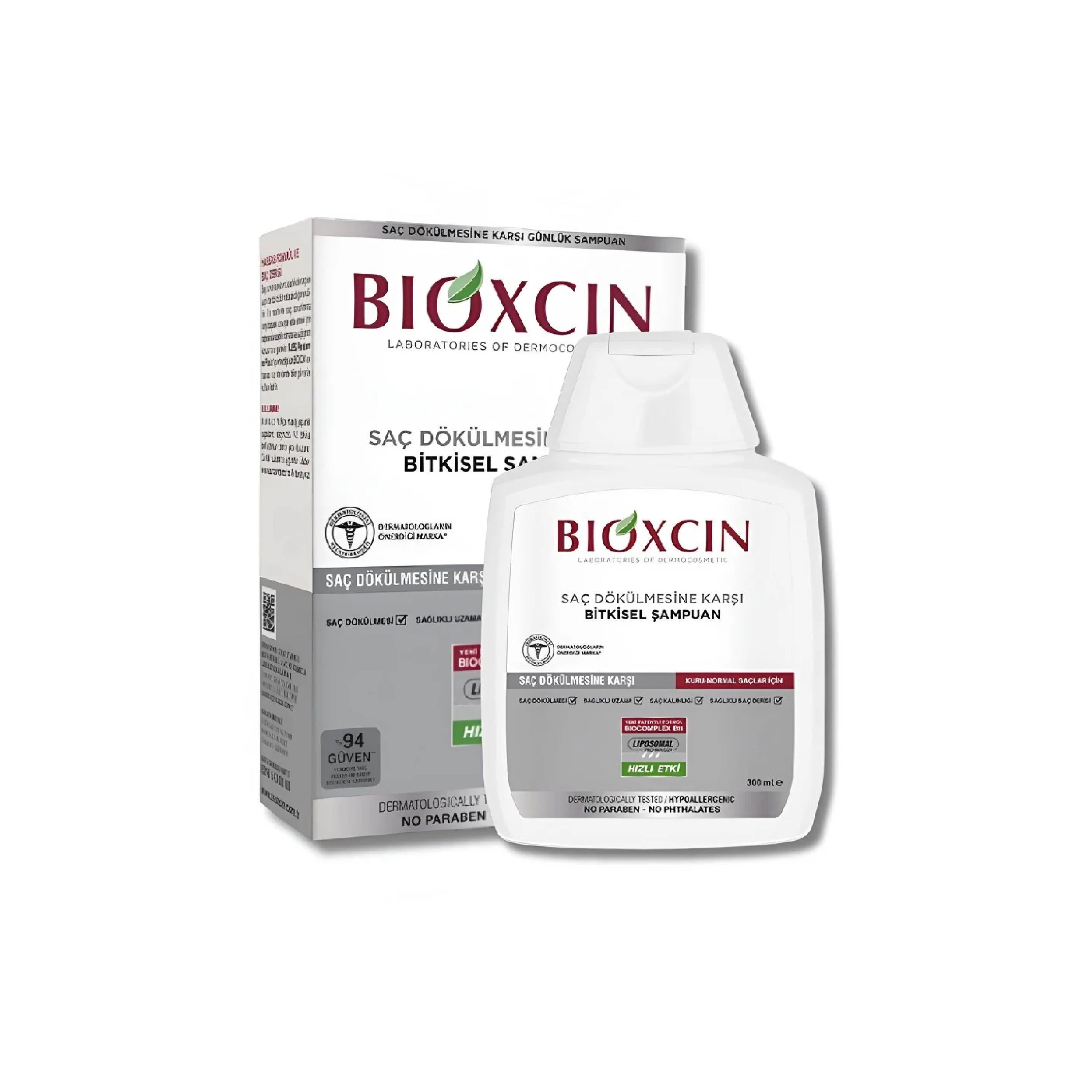 Saç tökülməsinə qarşı bitki tərkibli şampun Bioxcin quru və normal saçlar üçün, 300 ml