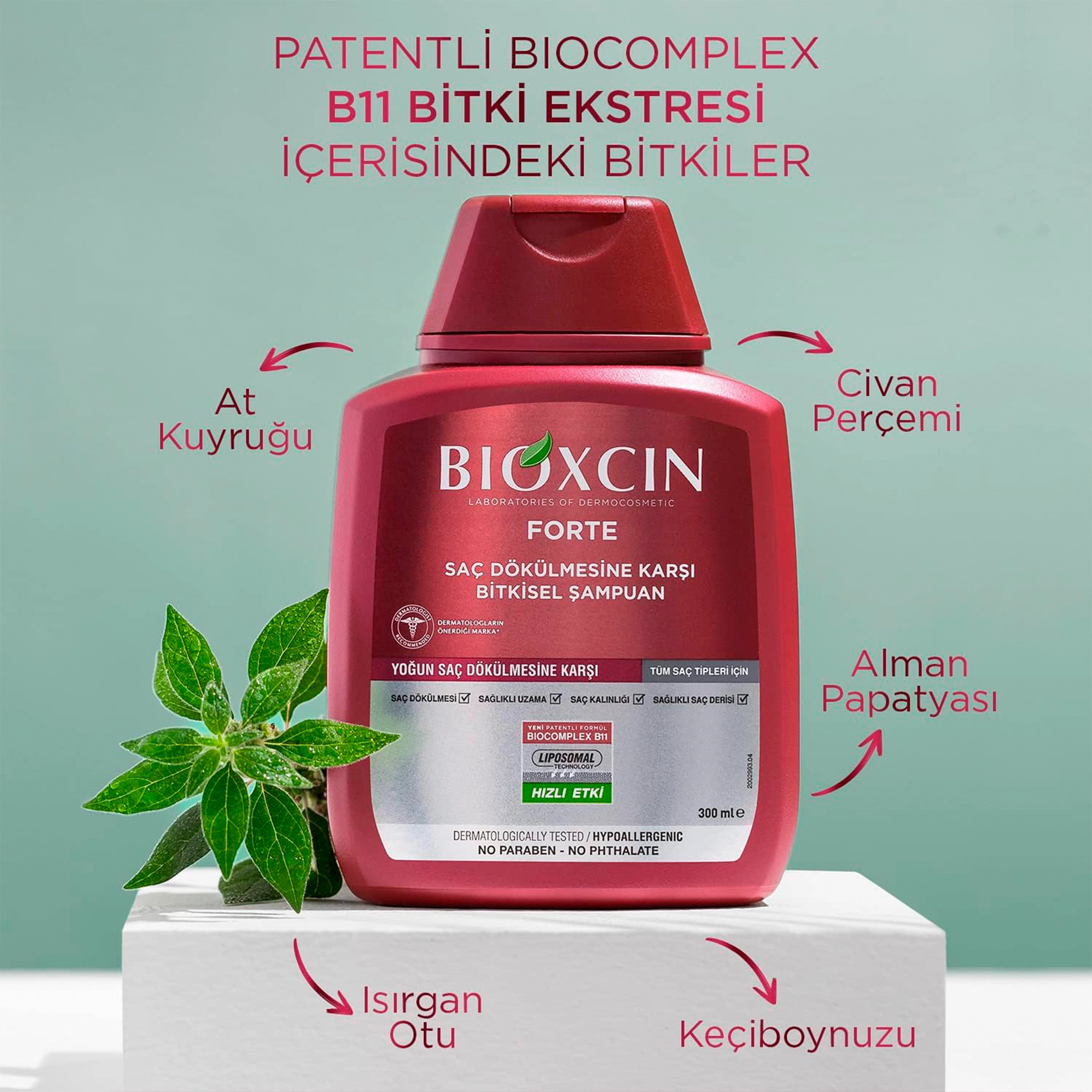 Saç Tökülməsinə Qarşı Şampun, Bioxcin Forte 300 ml x3