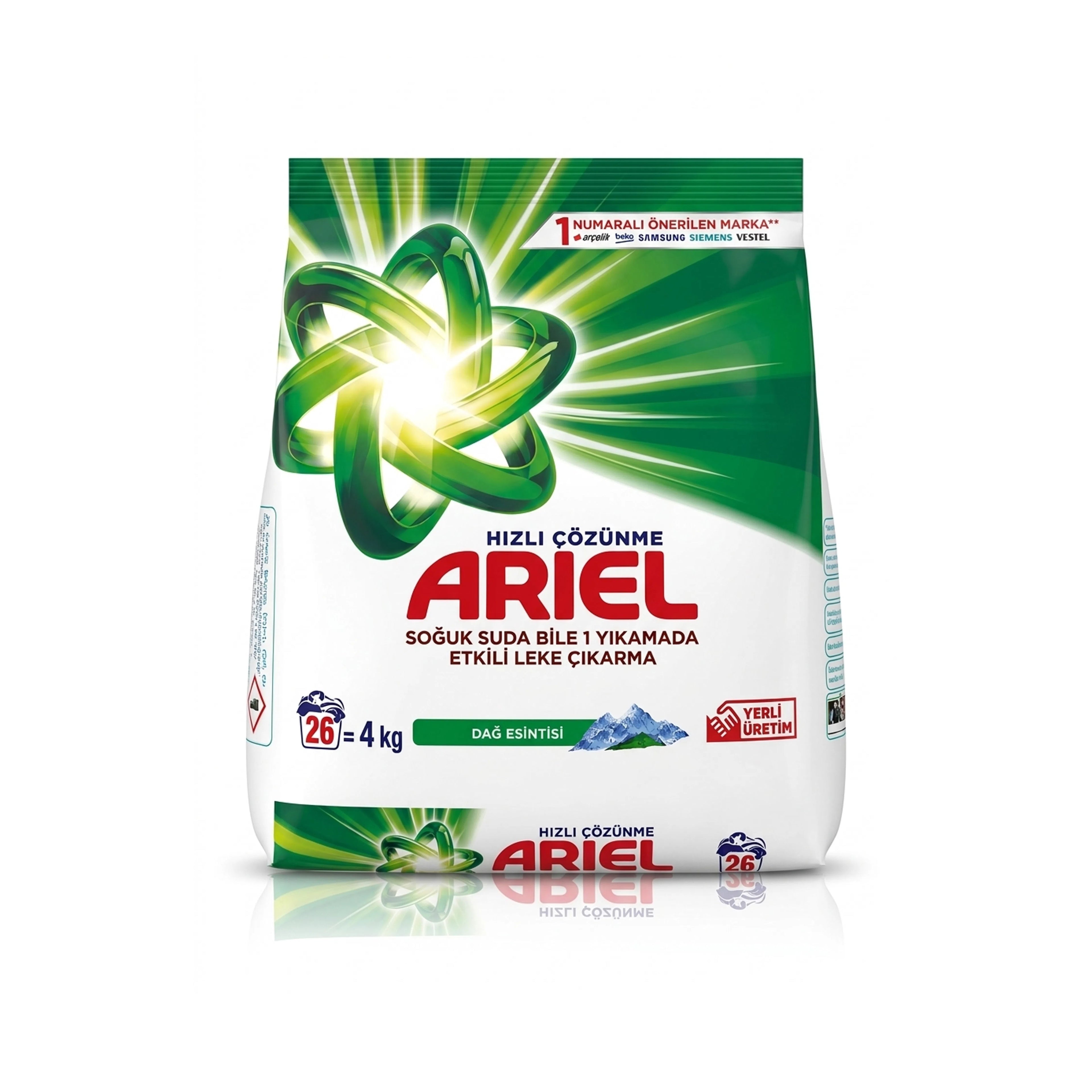 Yuyucu toz Ariel, 4 kq, ağ paltarlar üçün
